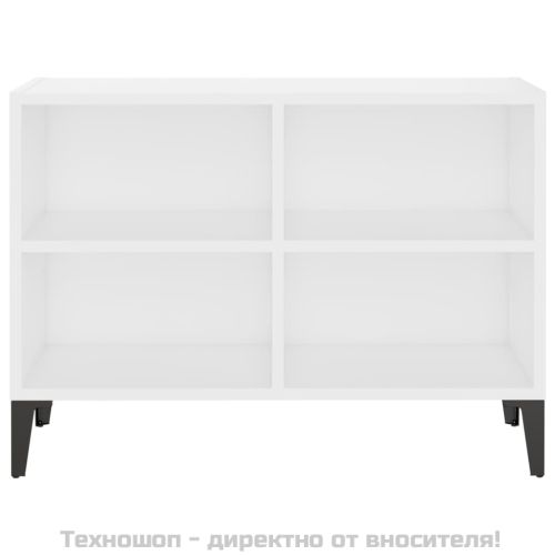 ТВ шкаф с метални крака, бял, 69,5x30x50 см