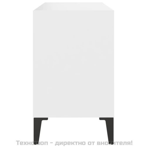 ТВ шкаф с метални крака, бял, 69,5x30x50 см