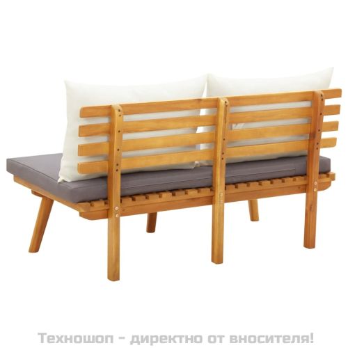 Градинска пейка с възглавници, 115 см, акациево дърво масив