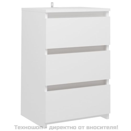 Нощни шкафчета, 2 бр, бели, 40x35x62,5 см, инженерно дърво