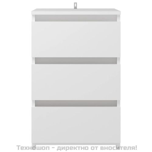 Нощни шкафчета, 2 бр, бели, 40x35x62,5 см, инженерно дърво