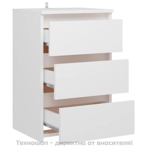 Нощни шкафчета, 2 бр, бели, 40x35x62,5 см, инженерно дърво