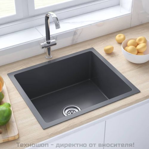 Ръчно изработена кухненска мивка, черна, неръждаема стомана