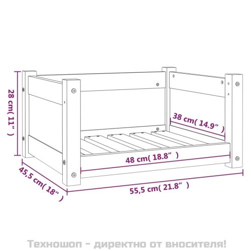Кучешко легло 55,5x45,5x28 см, масивна борова дървесина
