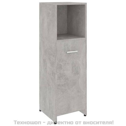 Шкаф за баня, бетонно сиво, 30x30x95 см, инженерно дърво