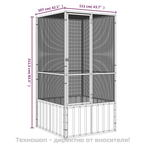 Клетка за птици антрацит 111x107x211,5 см поцинкована стомана