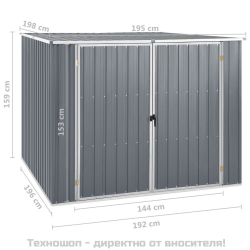 Градинска барака, сива, 195x198x159 см, поцинкована стомана