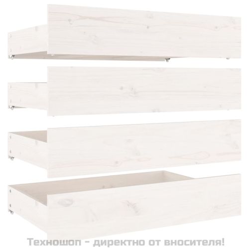 Чекмеджета за легло, 4 бр, бели, бор масив