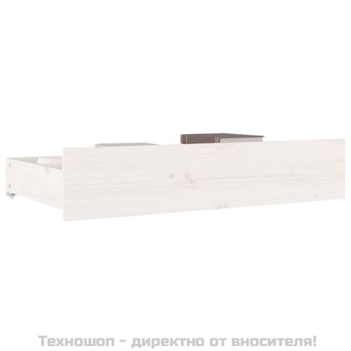 Чекмеджета за легло, 4 бр, бели, бор масив