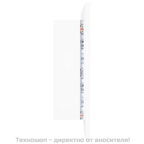 Шкаф с LED огледало за баня, бял, 100x12x45 см, акрил