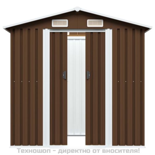 Градинска барака за съхранение, кафява, 204x132x186 см, стомана