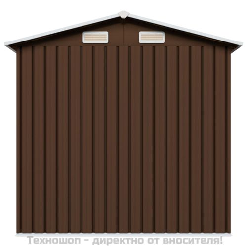 Градинска барака за съхранение, кафява, 204x132x186 см, стомана