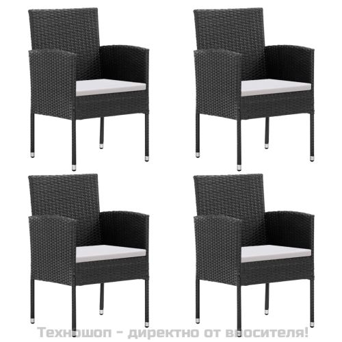 Градински трапезен комплект възглавници 5 части черен полиратан
