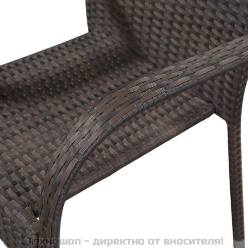 Градински трапезен комплект от 5 части, кафяв, полиратан