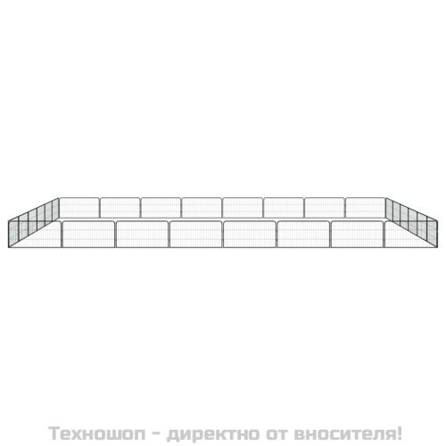 Заграждение за куче черно 28 панела 100x50 см прахово боядисано
