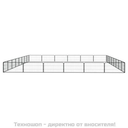 Заграждение за куче черно 28 панела 100x50 см прахово боядисано