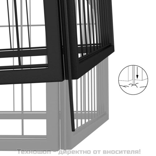 Заграждение за куче черно 28 панела 100x50 см прахово боядисано
