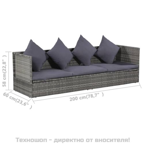 Градинско легло, сиво, 200x60 см, полиратан