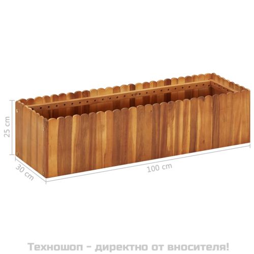Градинска повдигната леха, 100x30x25 см, акациево дърво масив