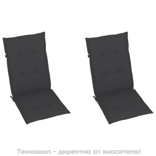 Възглавници за стол с облегалка 2 бр антрацит 120x50x2 см плат