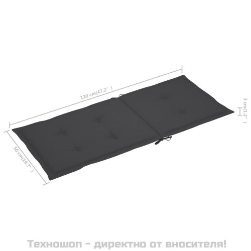 Възглавници за стол с облегалка 2 бр антрацит 120x50x2 см плат