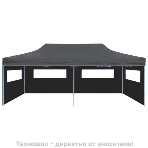 Сгъваема парти шатра със странични стени, 3x6 м, антрацит