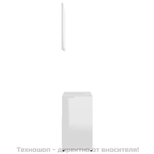 Комплект мебели за баня, бял гланц, инженерно дърво