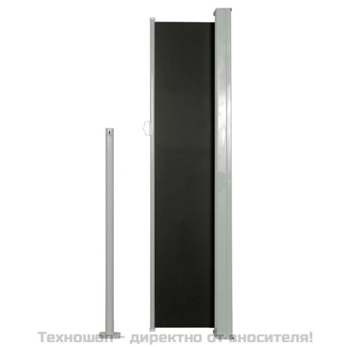 Прибираща се странична тента, 140х300 см, черна