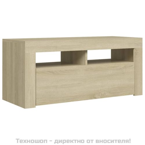ТВ шкаф с LED осветление, сонома дъб, 90x35x40 см