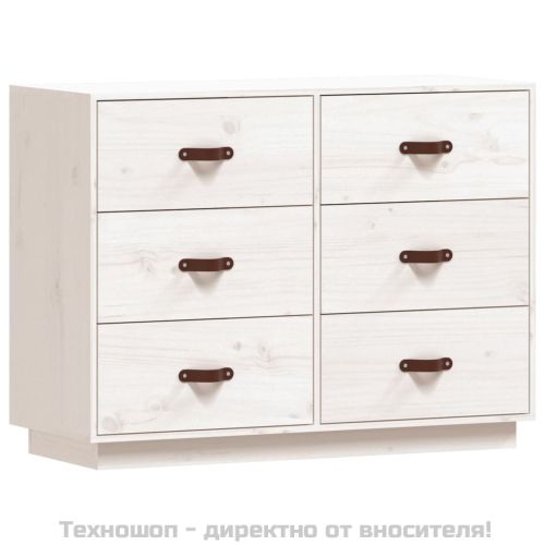 Сайдборд, бял, 100x40x75 см, бор масив