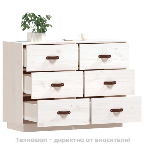 Сайдборд, бял, 100x40x75 см, бор масив