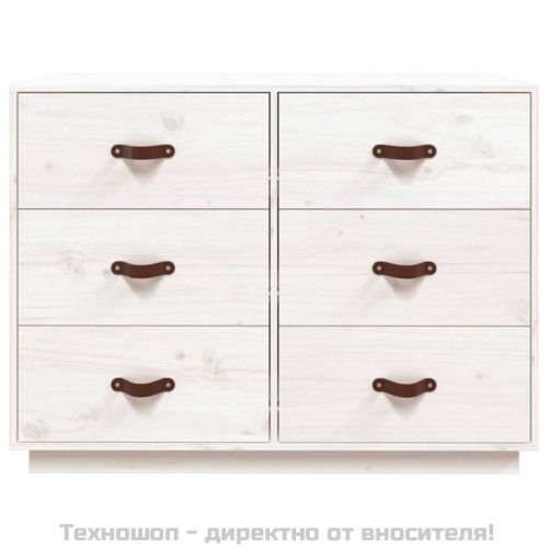 Сайдборд, бял, 100x40x75 см, бор масив