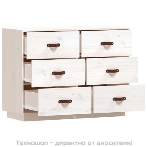 Сайдборд, бял, 100x40x75 см, бор масив