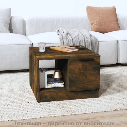 Кафе маса, опушен дъб, 50x50x36 см, инженерно дърво