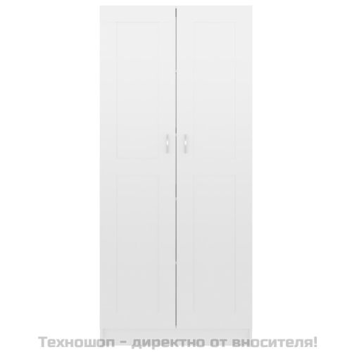 Библиотека, бял гланц, 82,5x30,5x185,5 см, инженерно дърво