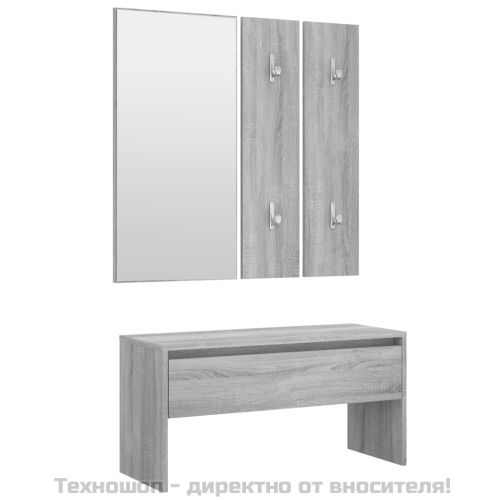 Комплект мебели за антре, сив сонома, инженерно дърво