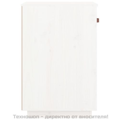 Шкаф за бюро, Бял, 40x50x75 см, борово дърво масив