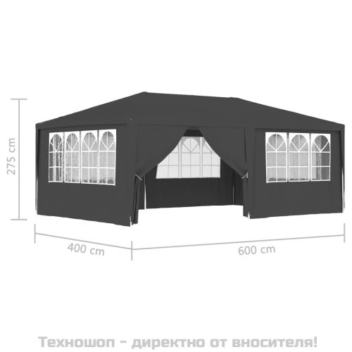 Професионална парти шатра със стени 4х6 м антрацит 90 г/м²