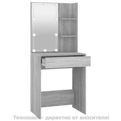 Тоалетка с LED, сив сонома, 60x40x140 см