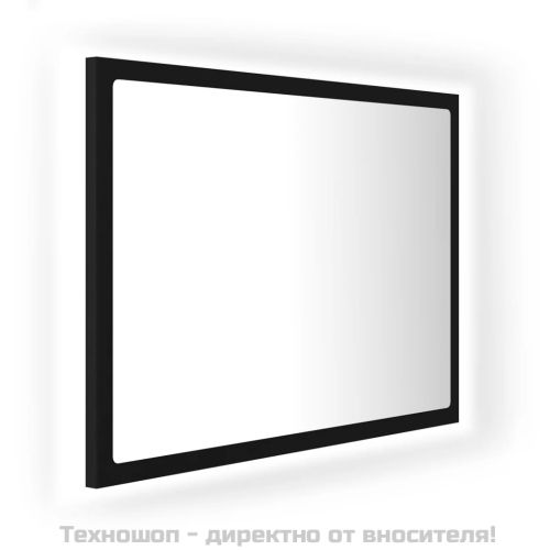 LED огледало за баня, черно, 60x8,5x37 см, акрил