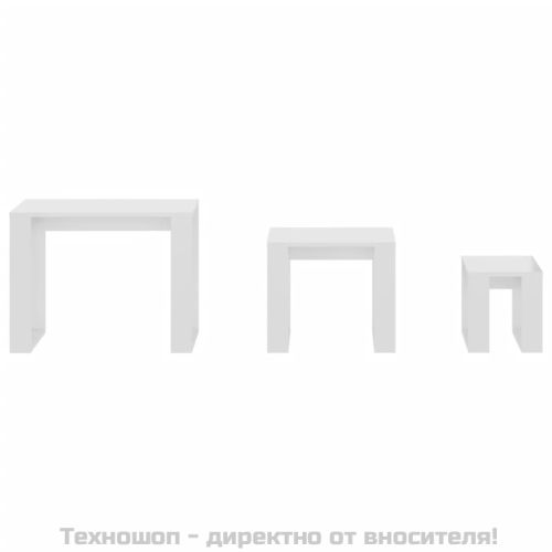 Стифиращи маси, 3 бр, бял гланц, инженерно дърво