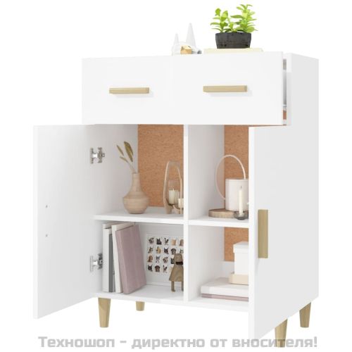 Сайдборд, бял, 69,5x34x89 см, инженерно дърво