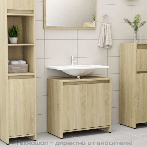 Шкаф за баня, дъб сонома, 60x33x61 см, инженерно дърво