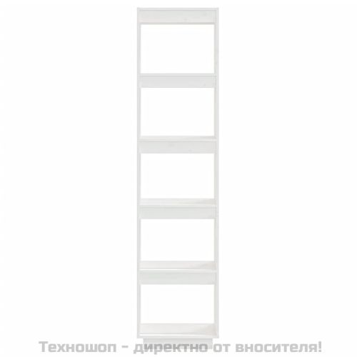 Библиотека/разделител за стая, бяла, 40x35x167 см, бор масив