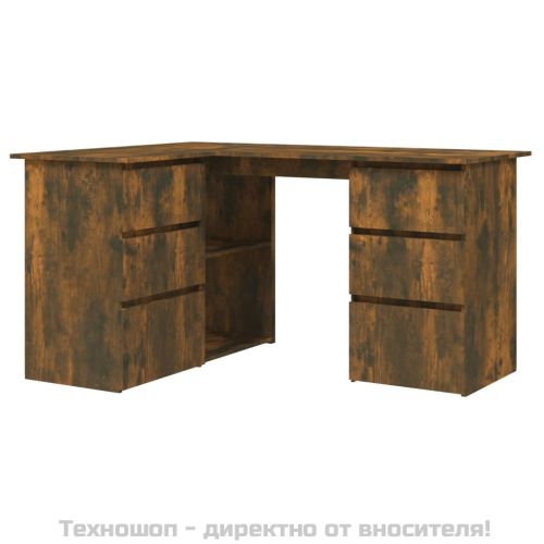 Ъглово бюро, опушен дъб, 145x50x76 см, инженерно дърво