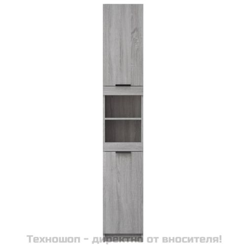 Шкаф за баня, сив сонома, 32x34x188,5 см, инженерно дърво