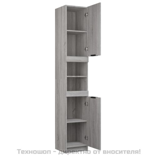 Шкаф за баня, сив сонома, 32x34x188,5 см, инженерно дърво