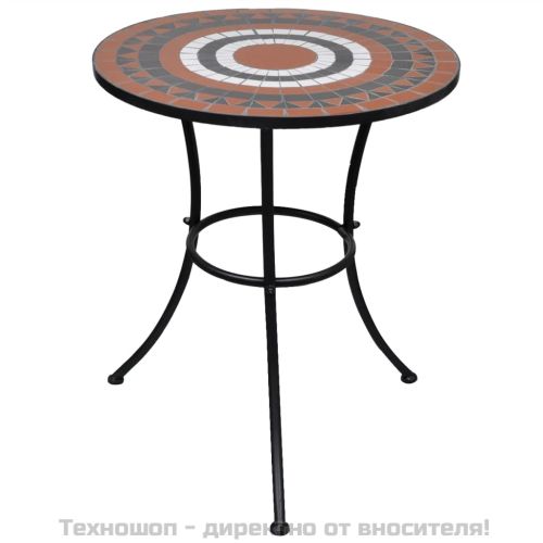 Бистро маса, теракота и бяло, 60 см, мозайка