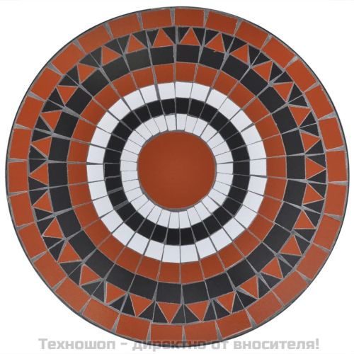 Бистро маса, теракота и бяло, 60 см, мозайка