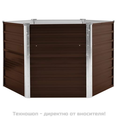 Градинска висока леха кафява 129x129x77 см поцинкована стомана